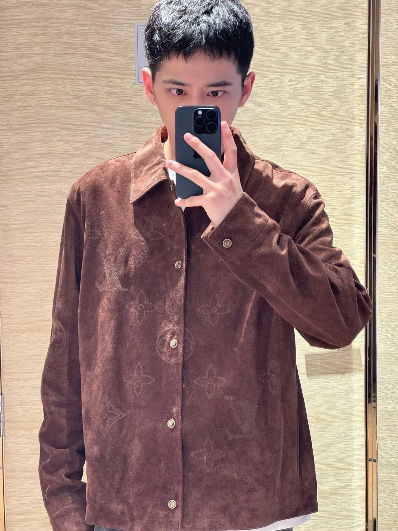 Louis Vuitton/Louis Vuitton presbyopia embroidered suede jacket